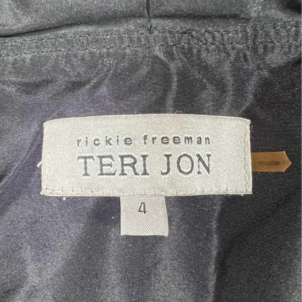 rickie freeman for Teri Jon Festive Quilted Velvet Satin Ruffle Black Top | 4 - Picture 8 of 10